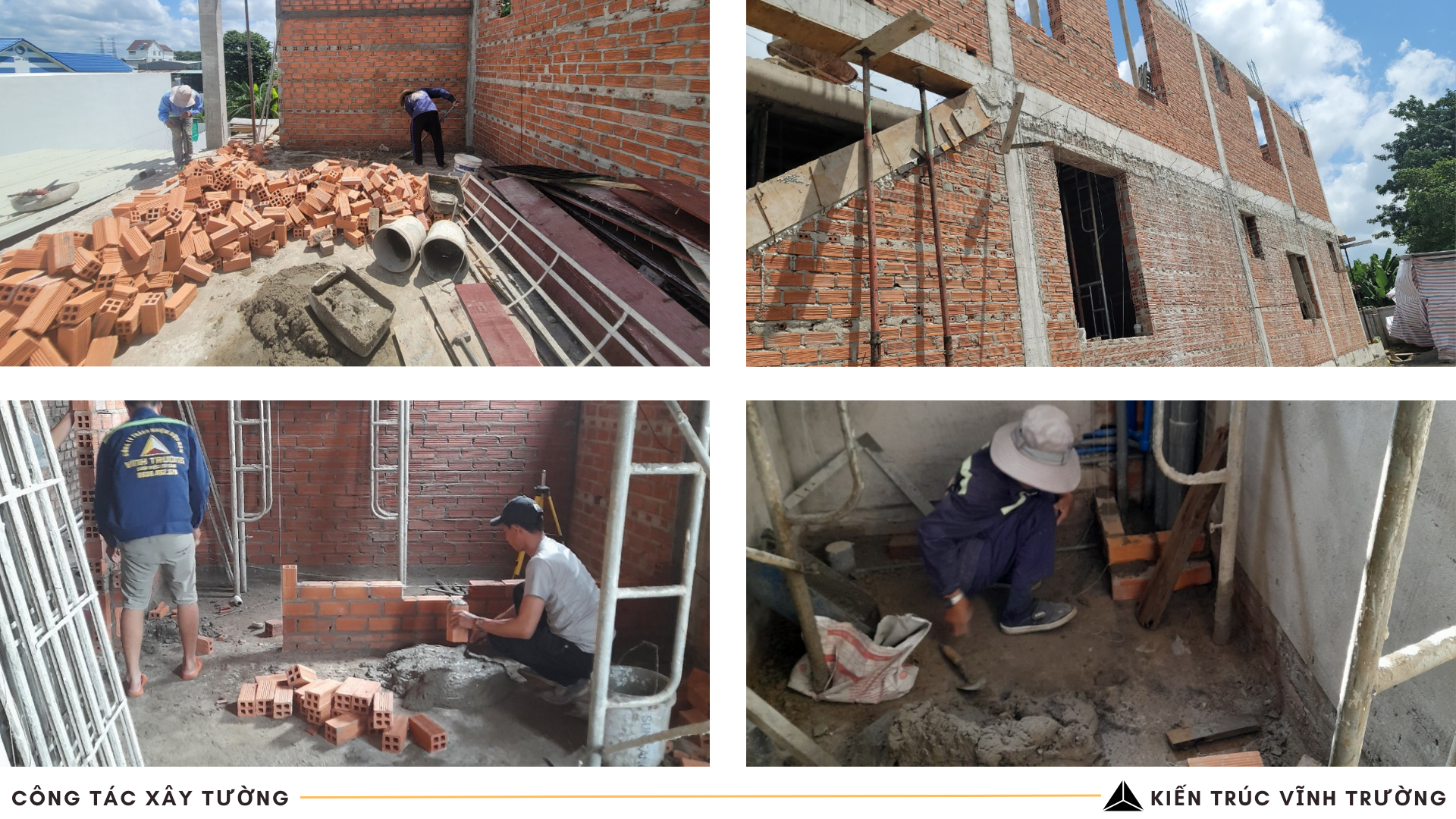 Công đoạn xây tường nhà chị Hoa