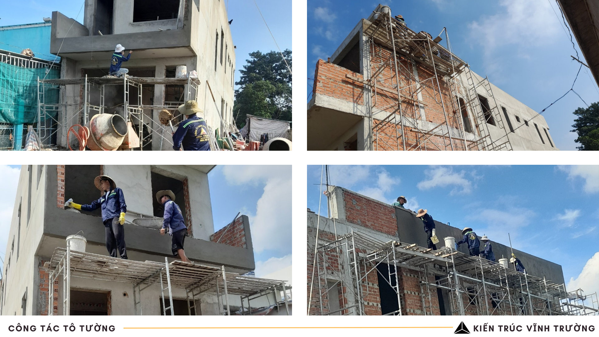 Công đoạn tô tường nhà chị Hoa tại Bến Cát
