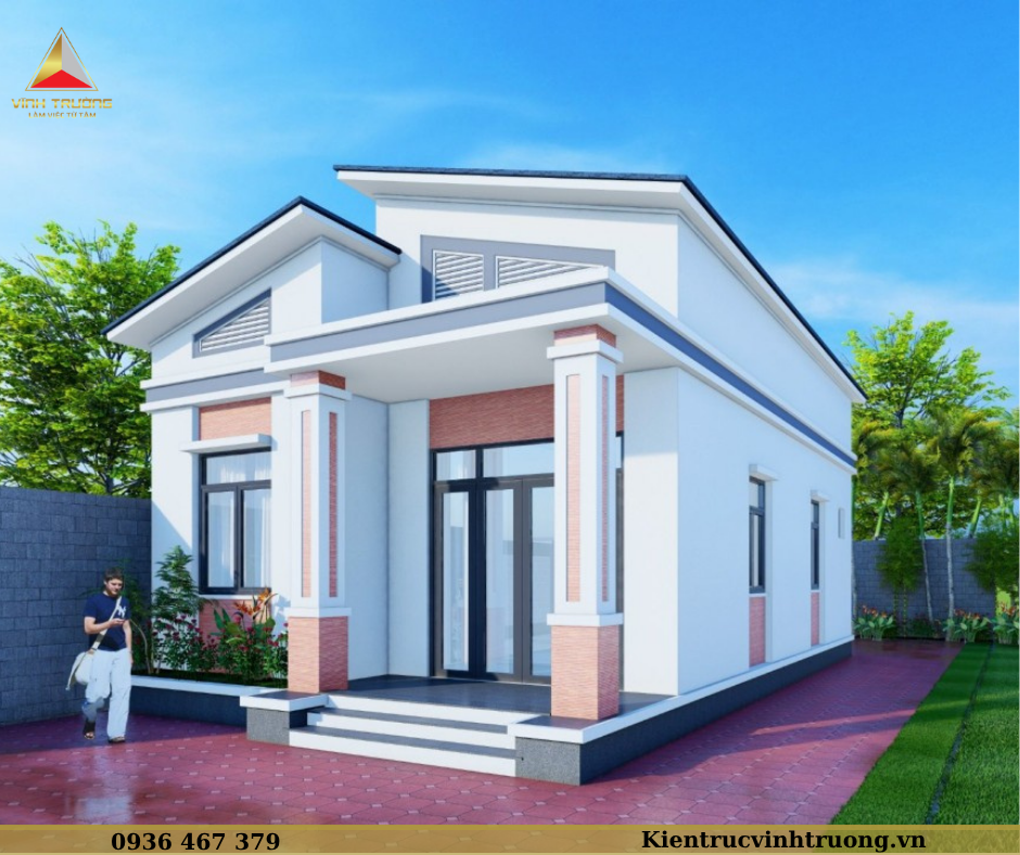 mẫu nhà cấp 4 mái lệch tại kiến trúc Vĩnh Trường