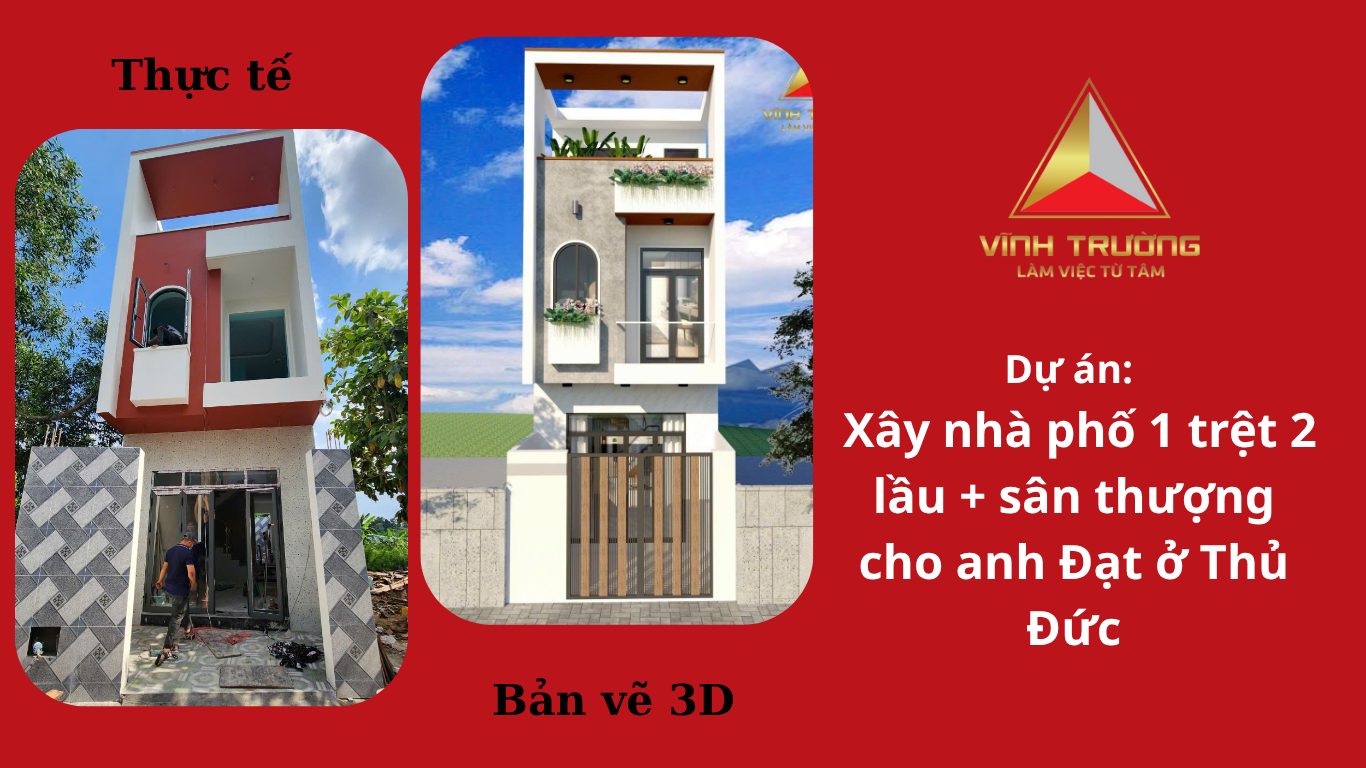 Dự án: Xây nhà trọn gói Thủ Đức nhà phố 1 trệt 2 lầu + sân thượng cho anh Đạt ở Thủ Đức