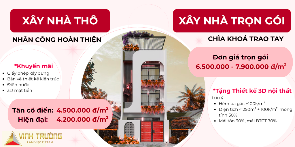 Đơn giá trọn gói tại Kiến Trúc Vĩnh Trường