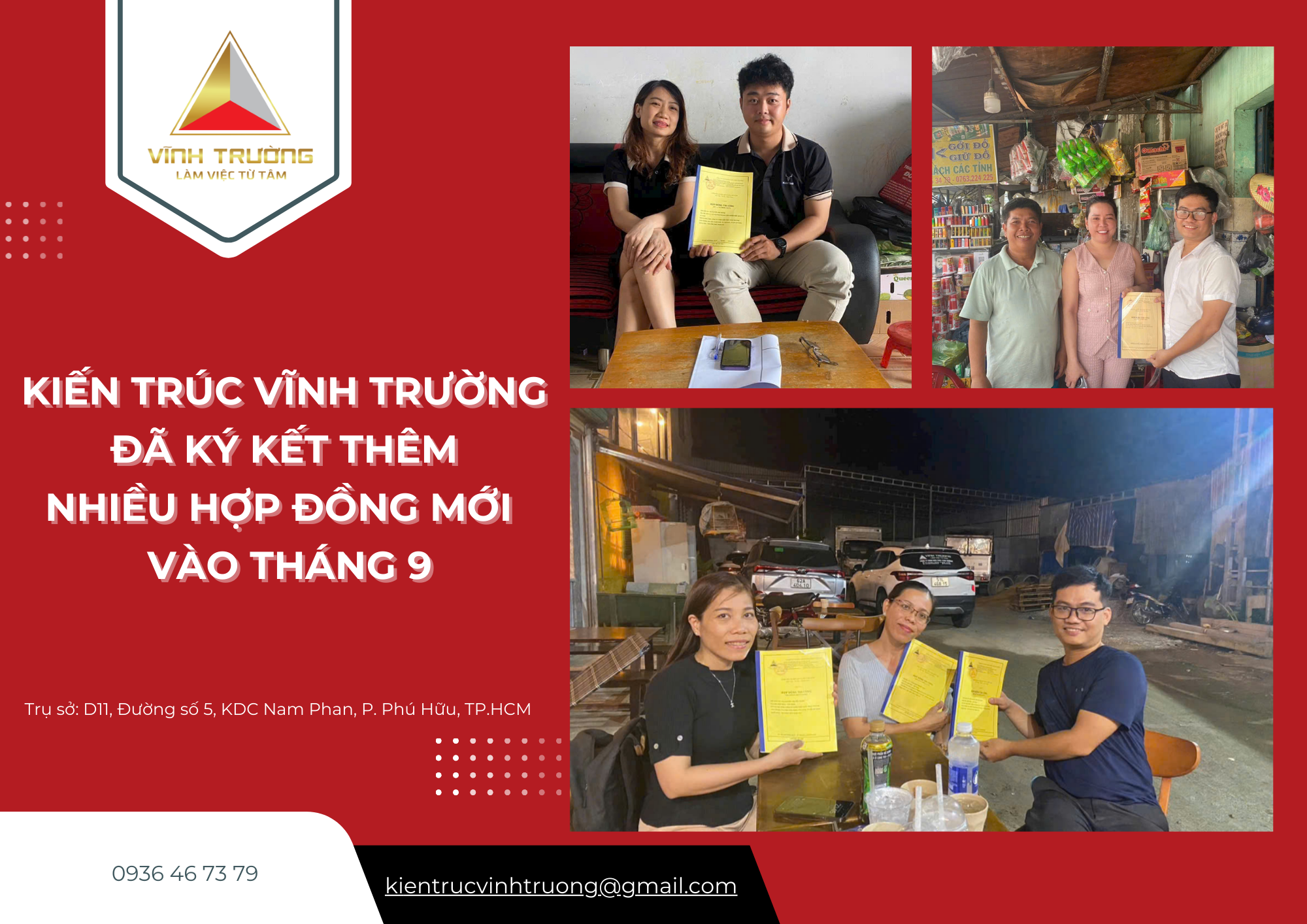 Kiến Trúc Vĩnh Trường đã ký kết thêm nhiều hợp đồng xây nhà trọn gói mới vào tháng 9